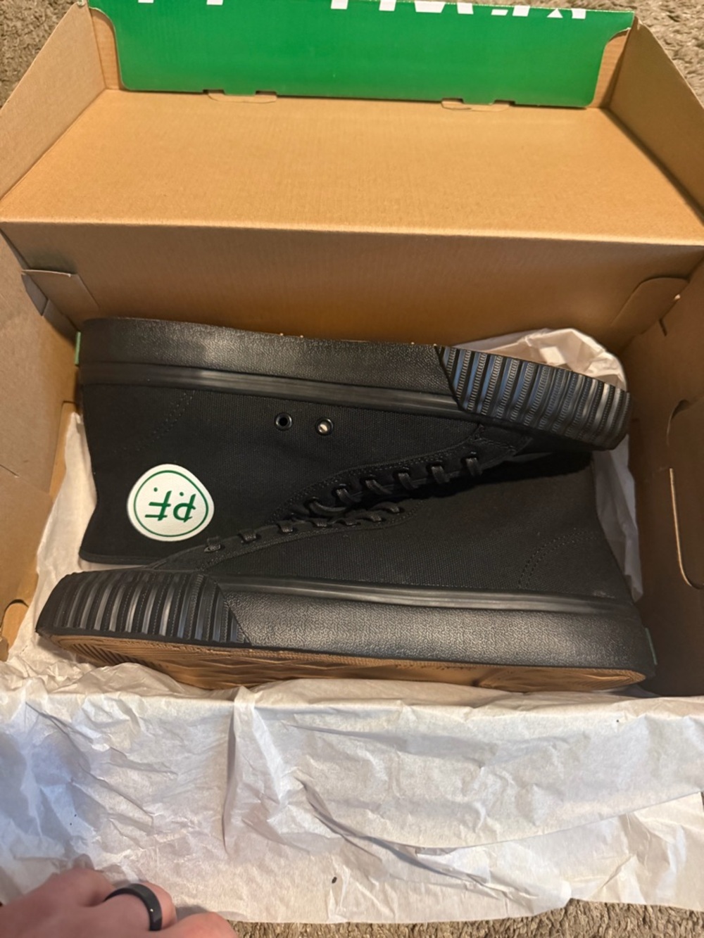 P.F. Flyers All-Black 1993 Collection High Top Canvas Sneakers - Picture 3 of 5